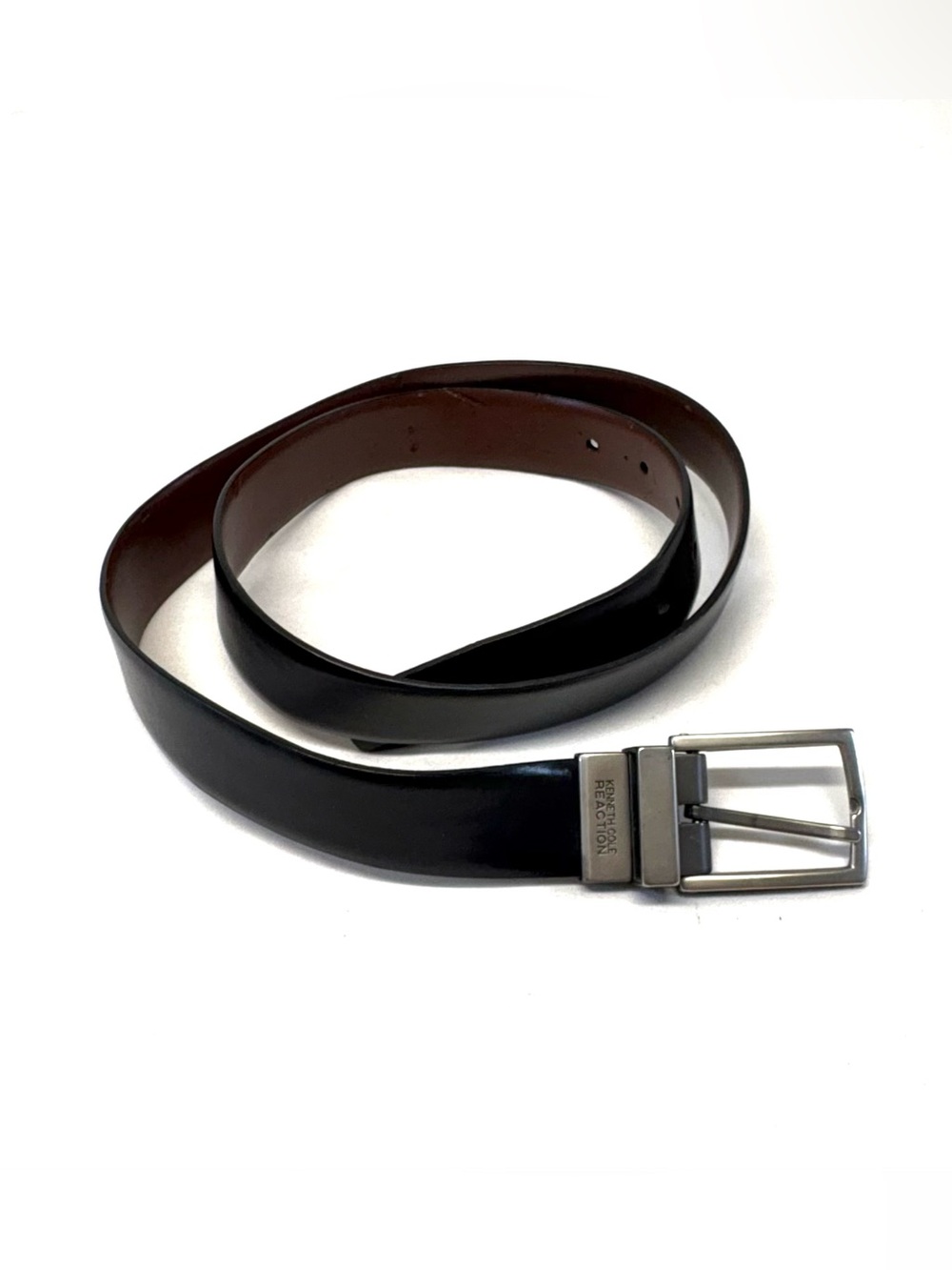 Kenneth Cole Reaction Men's Reversible Leather Belt Black Brown Sz 36